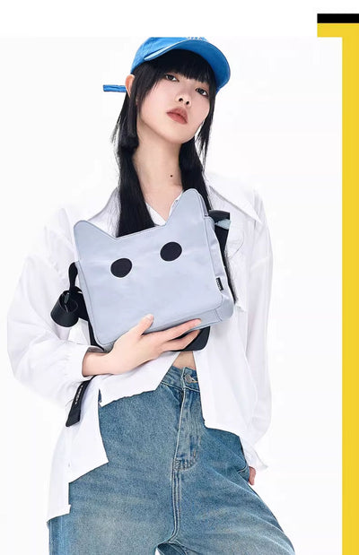Bolsa Mensajera Grande con Diseño de Gato - Lona y Nylon de Alta Capacidad - Image 13