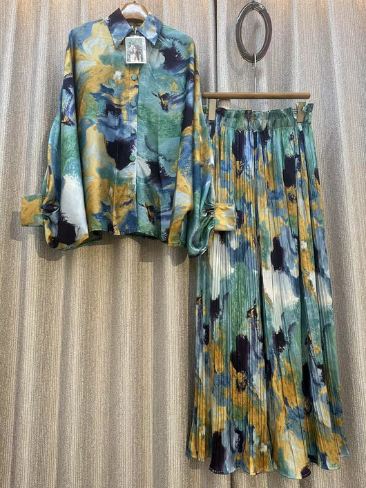 Conjunto de Dos Piezas: Blusa Estampada Personalizada + Pantalón Ancho de Cintura Alta - Image 50