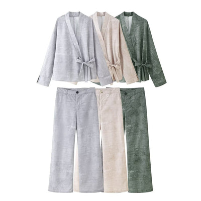 Conjunto de Dos Piezas: Blusa Bordada y Pantalón Pierna Ancha - Image 5