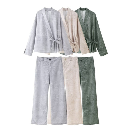 Conjunto de Dos Piezas: Blusa Bordada y Pantalón Pierna Ancha - Image 5