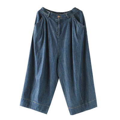 Pantalón Cropped Ancho de Tencel y Algodón para Tallas Grandes - Image 5