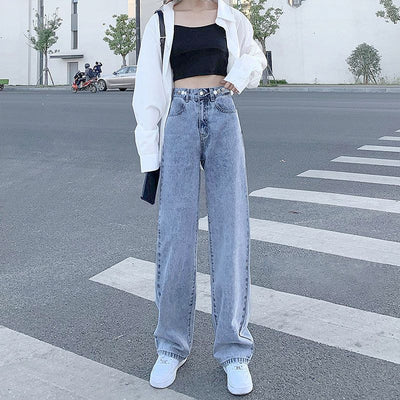 Jeans Rectos Azul Claro para Mujer - Corte Holgado y Moderno