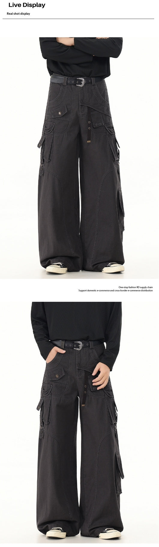 Pantalones Casuales Holgados Estilo Urbano con Bolsillos Múltiples - Image 12