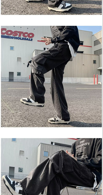 Pantalones Casuales Holgados Multibolsillos Lavado Industrial - Image 12