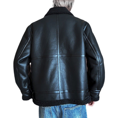 Chaqueta Acolchada de Cuero para Hombre con Cuello Polo - Image 4