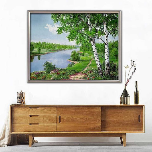 Cuadro de Mosaico Paisaje de Abedul - Pintura Diamante 5D