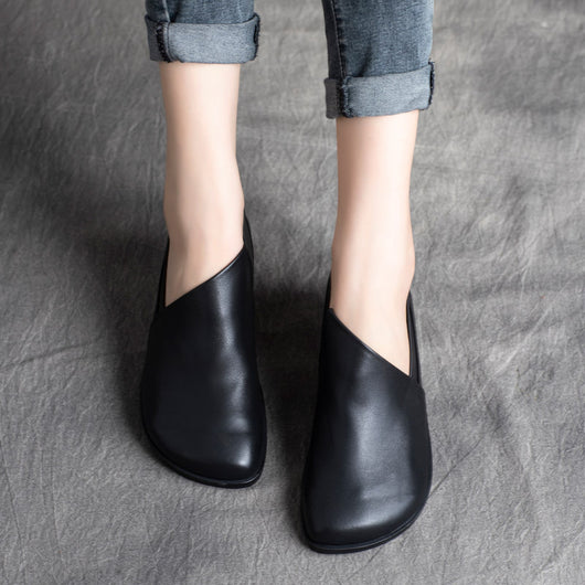 Zapatos Casuales Mujer Estilo Étnico Retro de Cuero Gamuza con Tacón Bajo - Image 14