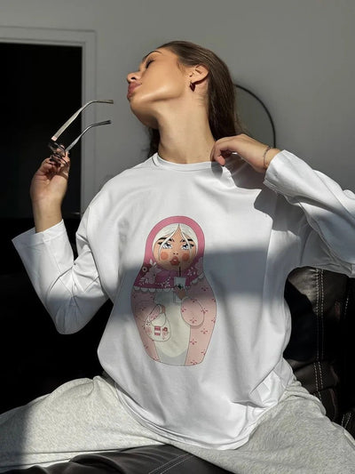 Blusa Suelta Estampada de Manga Larga para Mujer - Image 16