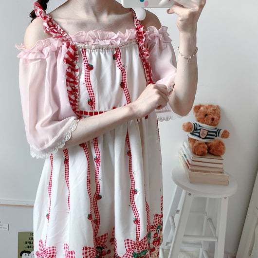 Blusa de Verano en Encaje y Gasa con Manga Corta - Image 6