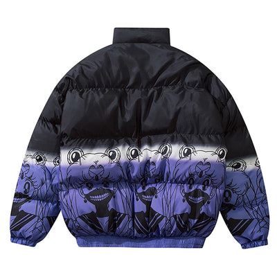 Parka Acolchada Oversized Hip Hop Degradado Harajuku para Hombre - Image 3