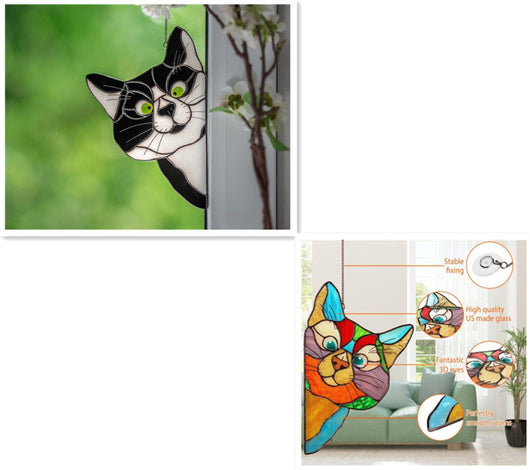 Adorno de Gato en Vitral para Ventana - Image 17
