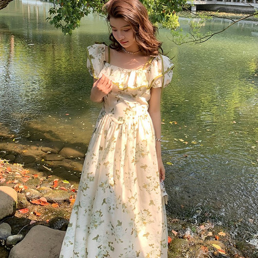 Vestido Floral Verde para Mujer - Perfecto para Verano