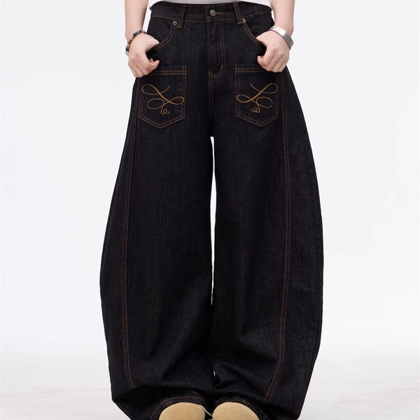 Jeans de Calle Americana con Bolsillos Bordados Inside-Out