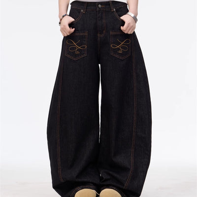 Jeans de Calle Americana con Bolsillos Bordados Inside-Out