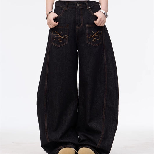 Jeans de Calle Americana con Bolsillos Bordados Inside-Out