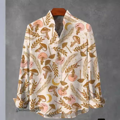 Camisa de Cuadros con Cuello Mao Manga Larga para Hombre - Image 23