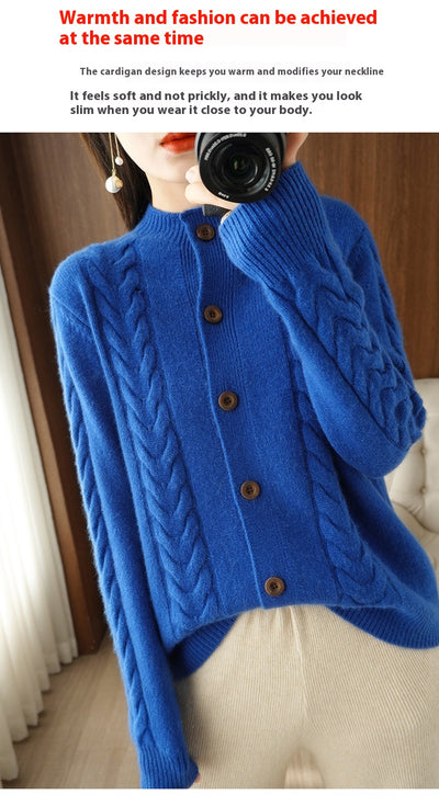 Cardigan Tejido Grueso con Solapa Suelta y Textura Retorcida - Image 17