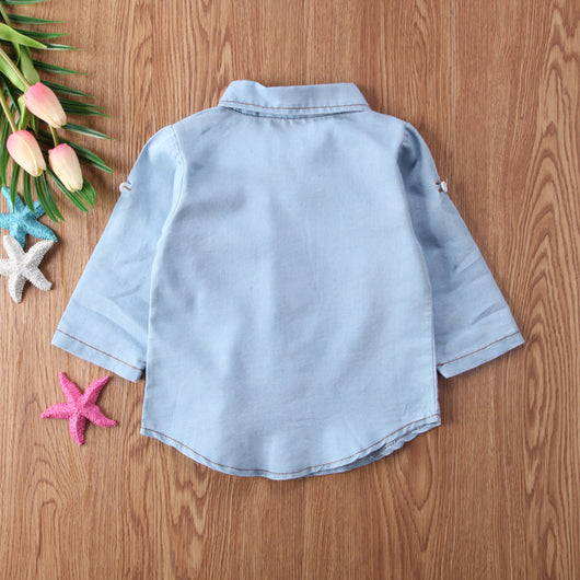 Camisas de Mezclilla con Solapa para Niños y Niñas de Manga Larga - Image 11
