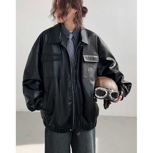 Chaqueta de Cuero Suelta Estilo Japonés para Primavera y Otoño - Image 2