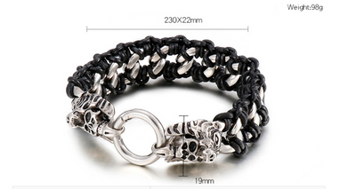 Pulsera de Acero Titanio y Cuero Trenzado para Hombre - Image 7
