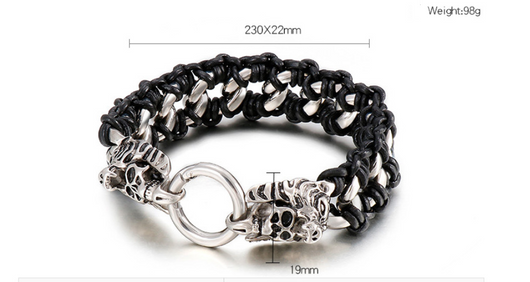 Pulsera de Acero Titanio y Cuero Trenzado para Hombre - Image 7