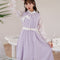 Vestido Infantil Cuadrillé Morado con Chaleco - Estilo Dulce y Romántico