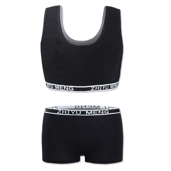 Conjunto de Ropa Interior de Algodón Puro Color Sólido