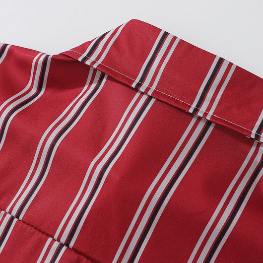 Camisa de Manga Larga con Rayas Contrastantes Estilo Estadounidense para Hombre - Image 6