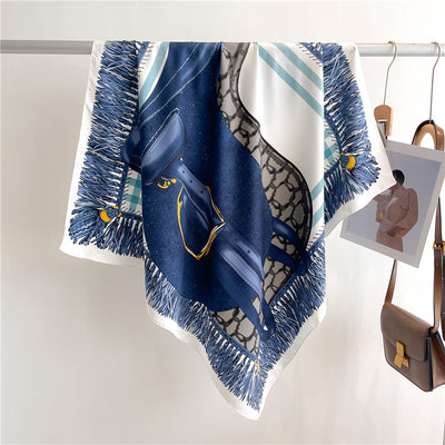Pañuelo de Seda Lujo Bloques de Color Estampado Twill Grande - Image 8