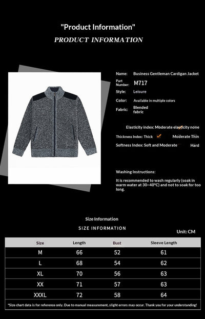 Cardigan Tejido Cálido para Hombre con Cuello Solapa y Diseño de Retazos - Image 7