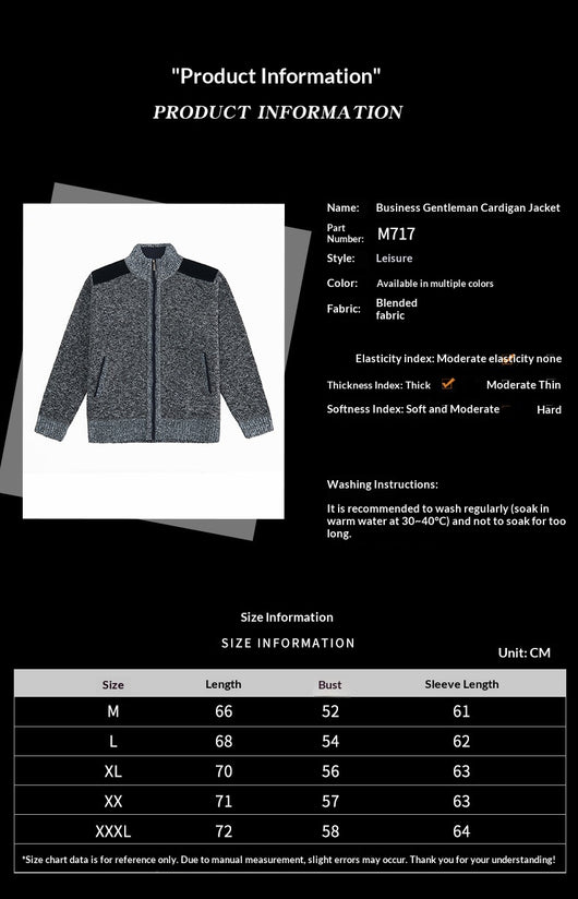 Cardigan Tejido Cálido para Hombre con Cuello Solapa y Diseño de Retazos - Image 7