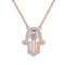 Women's Lucky Fatima Geometric Pendant Long Necklace Rose Dorado