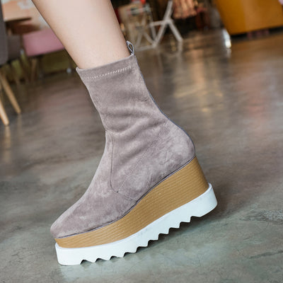 Botas Plataforma Wedge Punta Cuadrada con Stretch - Image 3