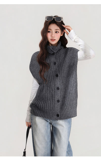 Chaleco Tejido Gris con Solapa - Abrigo Cálido para Mujer Otoño e Invierno - Image 14