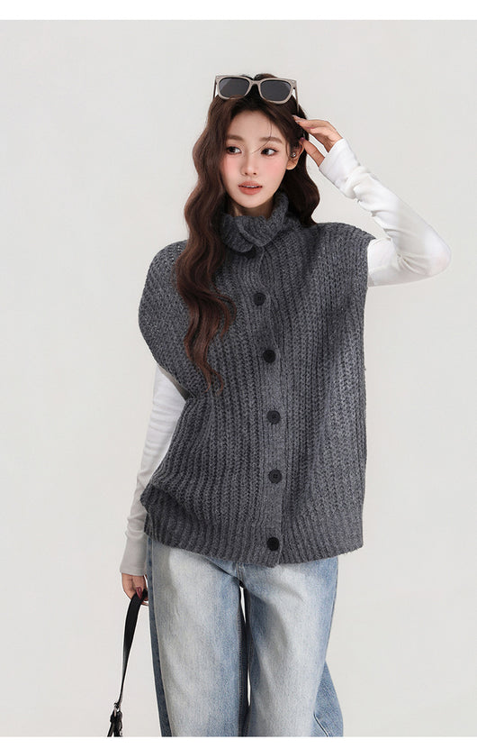 Chaleco Tejido Gris con Solapa - Abrigo Cálido para Mujer Otoño e Invierno - Image 14