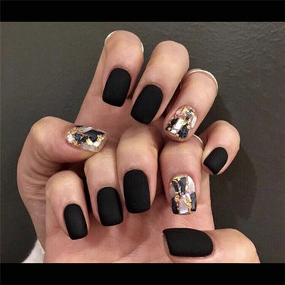 Uñas Postizas Efecto Vidrio Esmerilado Negro - Image 6