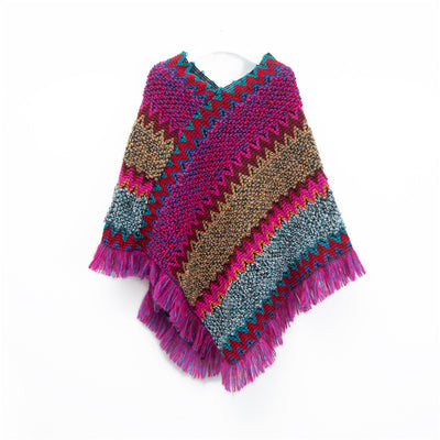 Poncho Navideño Étnico Rojo para Mujer - Image 8