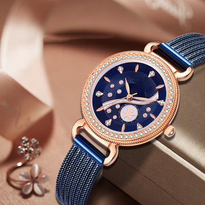Reloj Elegante para Mujer con Diamantes y Malla Acero Inoxidable Resistente al Agua - Image 7