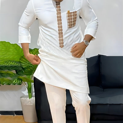 Conjunto Casual para Hombre: Camisa Bordada + Pantalón con Cordón - Image 3