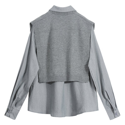 Conjunto Universitario: Blusa Tejida con Chal y Falda Plisada - Image 8