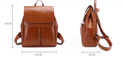 Mochila de Cuero Encerado Retro para Mujer - Estilo Casual y Versátil - Image 8