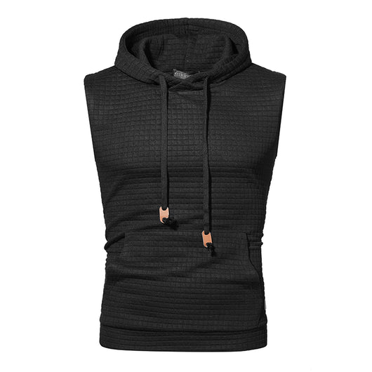 Sudadera sin Mangas Jacquard Tejida de Color Sólido para Hombre - Image 11