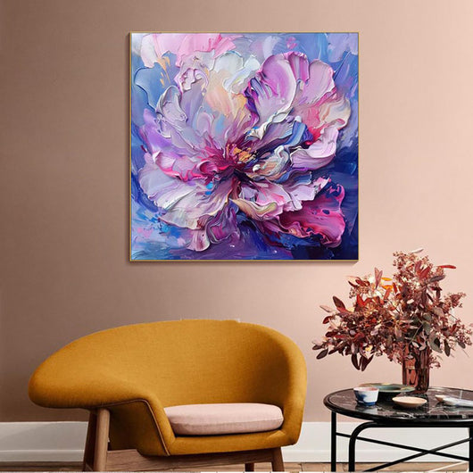 Cuadro Abstracto de Flores Púrpura Pintado a Mano - Lienzo para Decoración del Hogar - Image 7