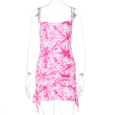 Vestido Estampado de Tirantes con Cordón Ajustable