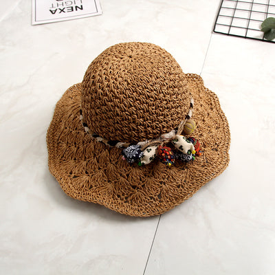 Sombrero de Paja Tejido Calado con Ala Ondulada para el Sol - Image 12