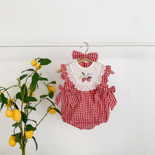 Enterizo Infantil de Encaje de Algodón con Diadema - Diseño Triangular Ligero para Niña - Image 2