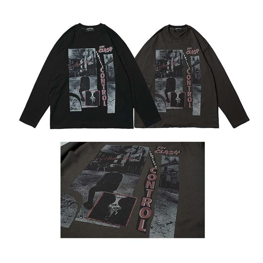 Playera Hombre Manga Larga Suelta con Estampado de Caracteres - Image 6