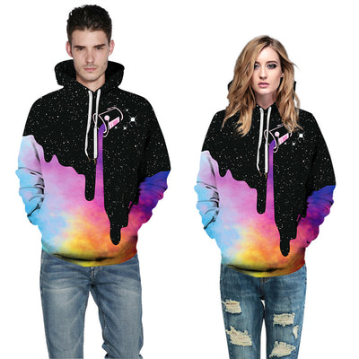 Sudadera con capucha estampado cielo estrellado y anillos de humo - Image 12