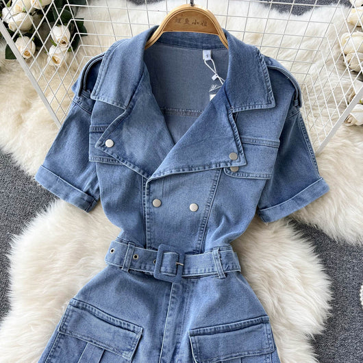 Jumpsuit Cargo de Manga Corta con Cuello y Piernas Anchas - Image 10