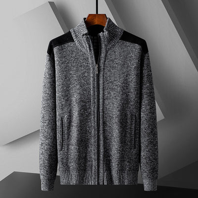 Cardigan Tejido Cálido para Hombre con Cuello Solapa y Diseño de Retazos - Image 13
